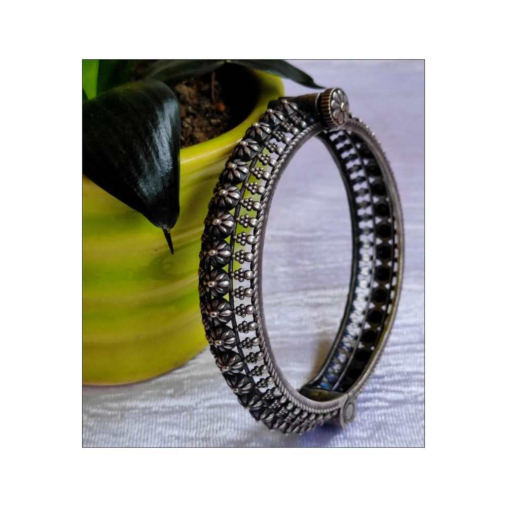 Silver Replica oxidised bangles screw type - Image 2