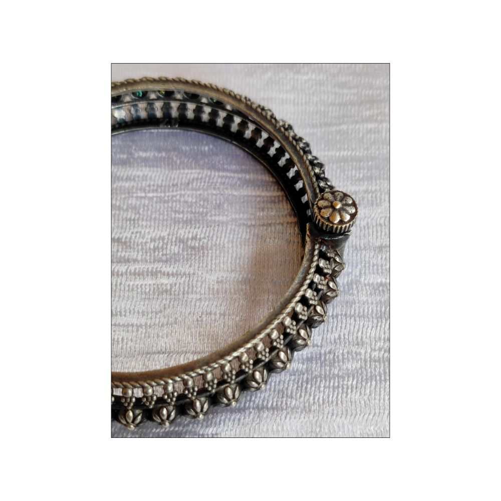 Silver Replica oxidised bangles screw type - Image 4